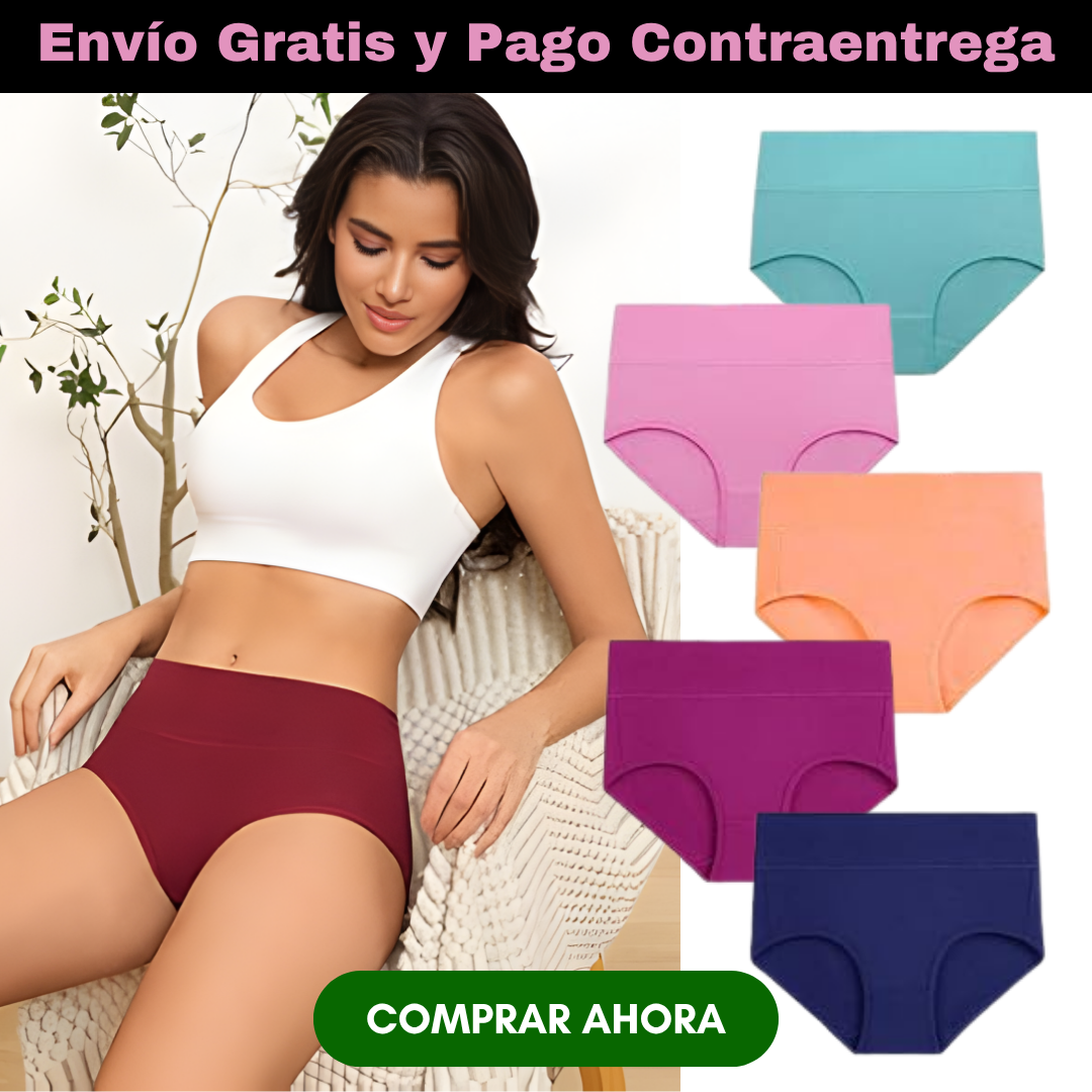 PACK*5 BRAGAS EN ALGODÓN CON CINTURA ALTA – Comodidad, ajuste y suavidad para tu día a día